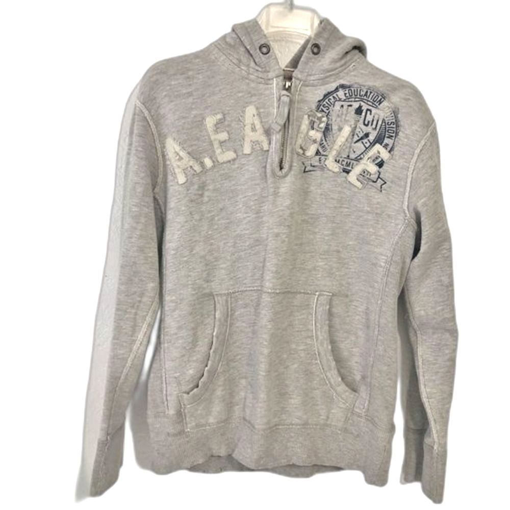 AMERICAN EAGLE Gray 1/4 Zip pullover Hoodie Size XS Unisex